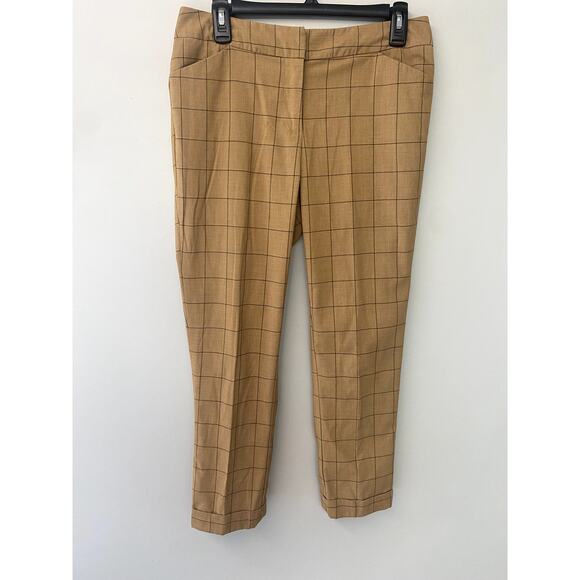 Straight Leg Skinny Tan Trouser Pant with Cuffed Ankles - Picture 5 of 9